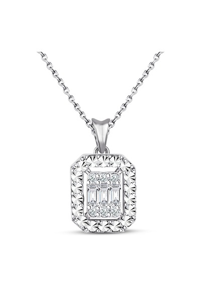 0.15 Ct. Modern Tasarım Baget Kare Tektaş Kolye