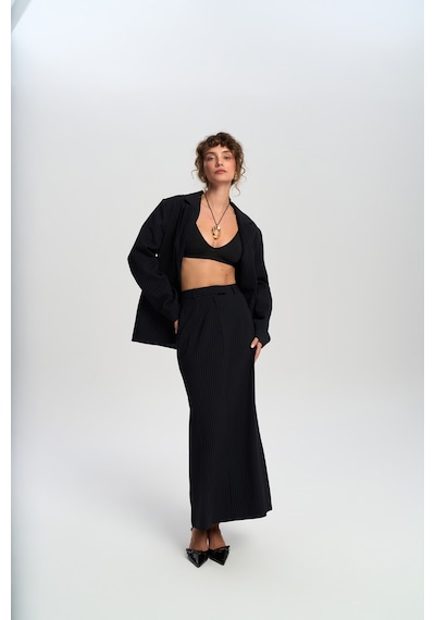 Mai Collection Mai Studios Co. Bruno Çizgili Lacivert Etek Lacivert