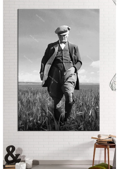 Atatürk Kanvas Tablo Dev Boy Yağlıboya Görünümlü