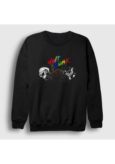 Presmono Unisex Colors Daft Punk Sweatshirt Siyah