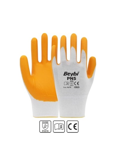 Beybi Pn5 Sarı Nitril Eldiven 10 Numara 12 Çift