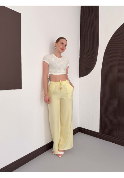 Verymoda Keten Pantolon D2381 Sarı