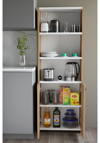 Kapaklı Çok Amaçlı Mutfak Dolabı 150x50x22 Cm - Raflı Erzak Dolabı Modern Depolama Ünitesi Atlantik Çam - Beyaz Kapaklı Çok Amaçlı Mutfak Dolabı 150x50x22 Cm - Raflı Erzak Dolabı Modern Depolama Ünitesi Atlantik Çam - Beyaz