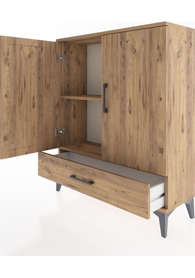 Arges Şifonyer 2 Raflı Tek Çekmeceli 2 Kapaklı 88x30x106 Çam-çam Çam