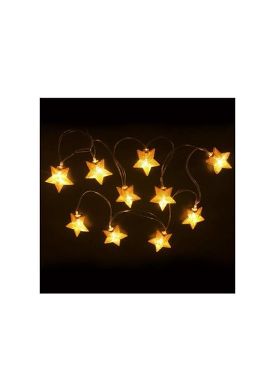 Yıldız Led Işık İp Tipi Dekoratif Örgü Tel Gold Renk 10lu 200cm
