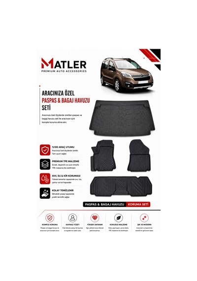 Citroen Berlingo 2008 Model 4d Ekstra Havuzlu Paspas Ve Bagaj Havuzu Set
