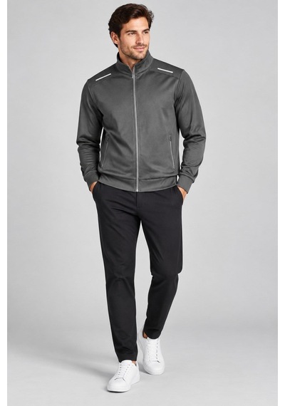 New Performance Unc0310 Fermuarlı Eşofman Ceket Likrarlı Polyester-3707 Gri