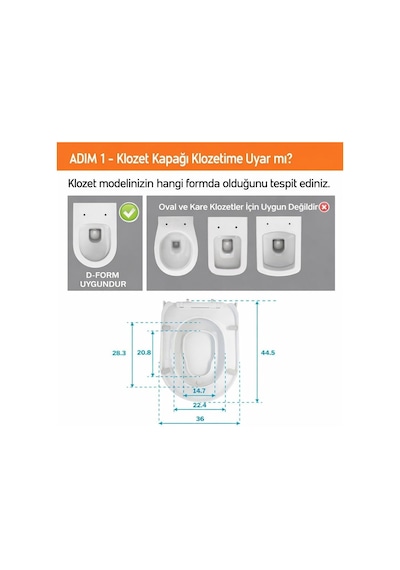Junior D Çocuk Adaptörlü Klozet Kapağı Tak Çıkar Yavaş Kapanan Beyaz Pp