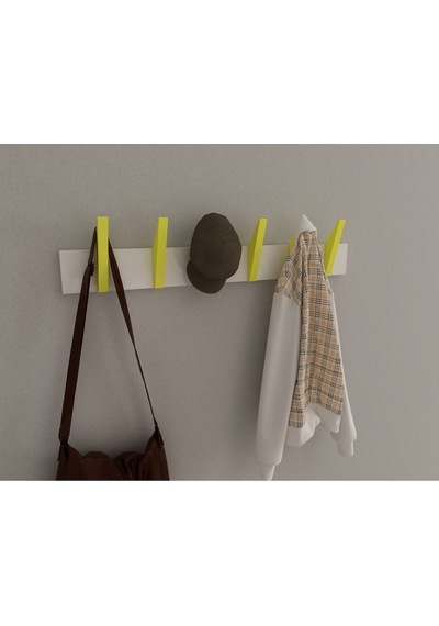 Hepsi3boyutlu Modern Duvar & Kapı Kanca Askılık - 6 Adet Sarı Kanca Askılık - Model No : 4 Sarı
