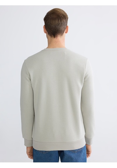 Lcwaıkıkı Classic Gri Bisiklet Yaka Baskılı Erkek Kalın Sweatshirt