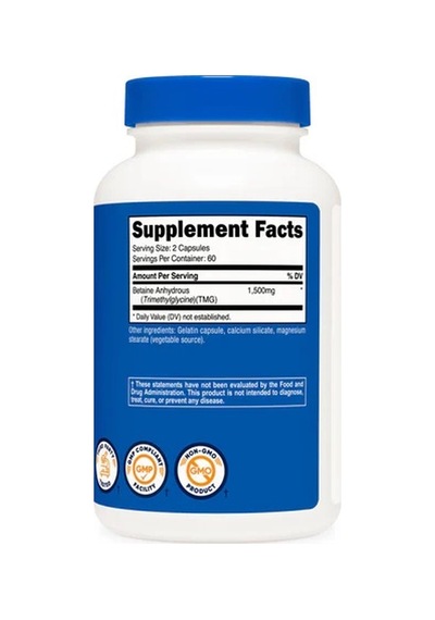 Betaine Anhyfrous + Tmg 1,500 Mg 120 Capsules