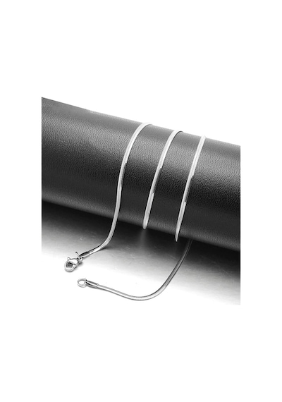 Rua Jewelry Yassı Yılan İtalyan Zincir Paslanmaz Çelik Kolye 2 MM Gümüş