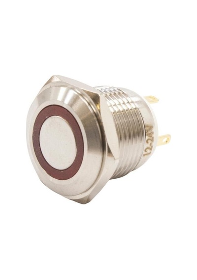 Motorobit 16H-P1-E 16Mm Düz Yaylı Işıklı Metal Buton - Kırmızı