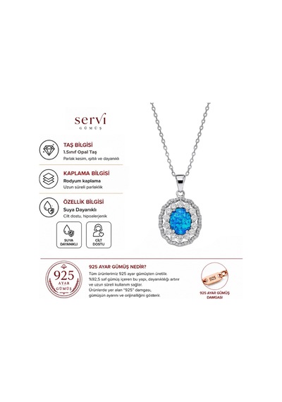 Servi 925 Ayar Gümüş Fiore Opal Kolye-77