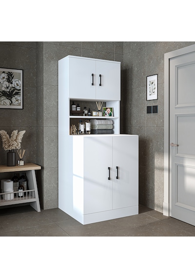 Çamaşır-kurutma Makinesi Dolabı Kapaklı Banyo Dolabı.11 Mat Beyaz Çamaşır-kurutma Makinesi Dolabı Kapaklı Banyo Dolabı.11 Mat Beyaz