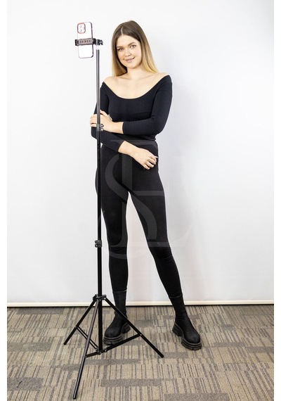 Ensiga Tripod 2.1 Mt 360 Döner Başlıklı Telefon Tutucu Ring Light Metal Işık Stüdyo Lamba Ayağı