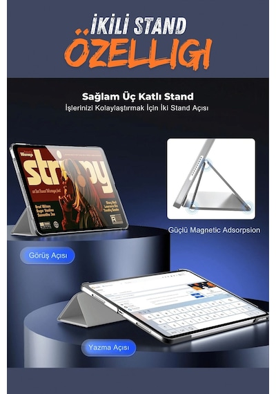 Apple Uyumlu iPad Air 13 İnç M2 Çipli 2024 Akıllı Smart Cover Tablet Kılıfı A2898/a2899/a2900 Tablet Kılıfı