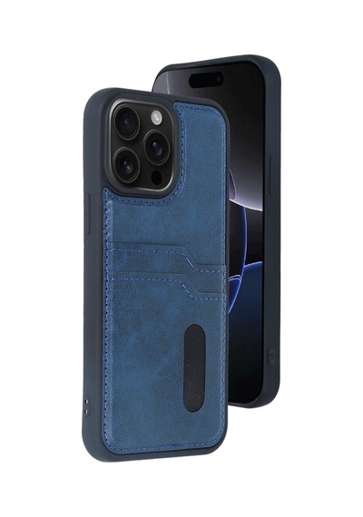 Gld-spt- Newface Apple Uyumlu iPhone 14 Pro Max Kılıf Sara Kartvizitli Deri Kılıf - Lacivert