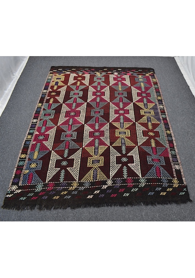 Zehra Abla Halı El Dokuma Görkemli Karakeçili Balıkesir Yörük Yün Cecim Kilim 7096 Çok Renkli