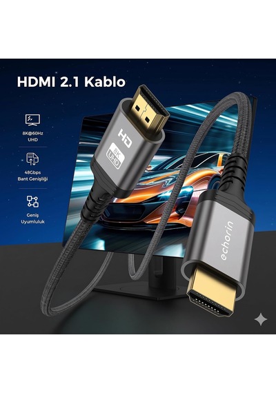 Lexroo Hdmı 2.1 Kablo 8k 60hz 4k 120hz 48gbit/s Yüksek Hızlı Standart