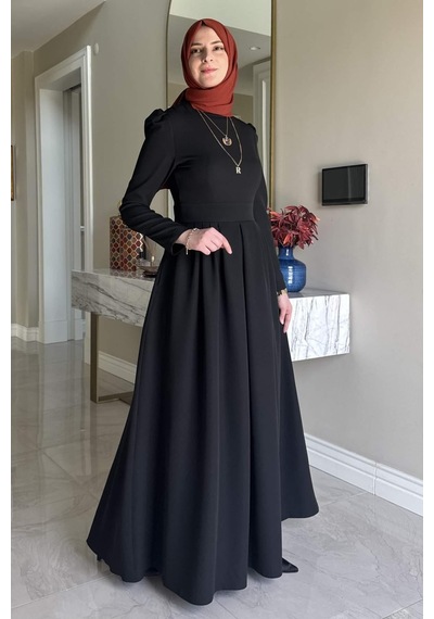 Rabia Şamlı Rose Elbise Siyah Normal