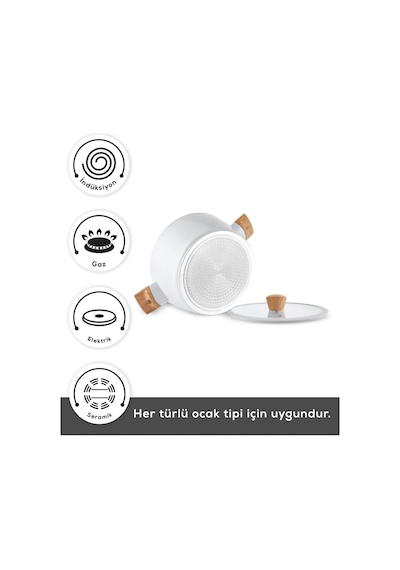 Karaca x Refika Swiss Crystal Creamy Wood Tencere 20 Cm