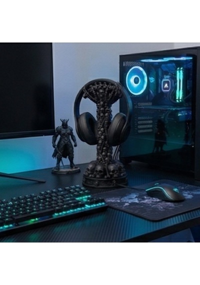 Happy3dworld Kafatası Sütun Kulaklık Standı, 3d Baskı Gotik Gaming Dekor