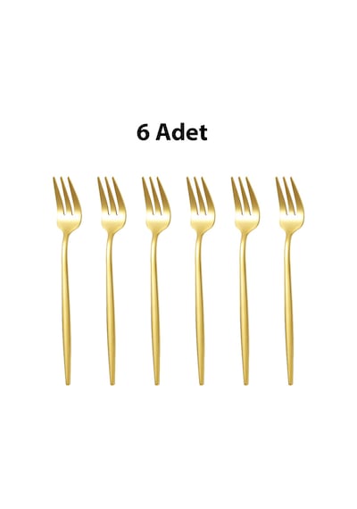410 Çelik 6 Adet Gold Renk Tatlı Ve Meyve Çatalı Cin611sr-6