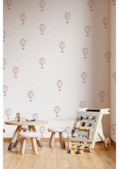 Watercolor Balonlar Sticker Seti Özel Kesimli Mat Yüzeyli Çocuk Bebek Odası Sticker Seti 44 Parça Dijital Baskı