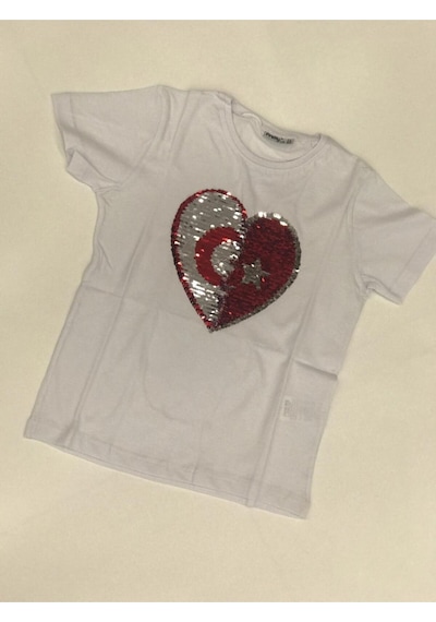 Pretty Çocuk Kalpli Paletli Gösteri T-shirt Beyaz