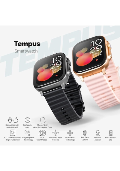 Tempus 51 Mm Tft Ekranlı Dikdörtgen Metal Kasa Akıllı Saat 2sw03 Yok