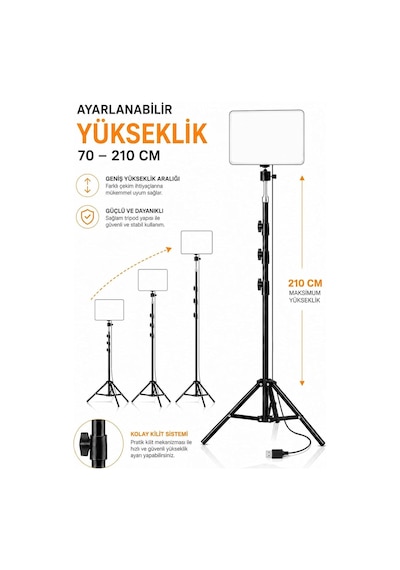 Led Video Işık Seti - Ayarlanabilir Tripod, Usb Kontrollü Sıcak/soğuk Işık, 3 Mod & 10 Parlaklık Seviyesi, Youtu
