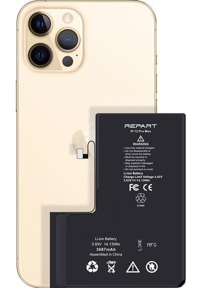 İphone 12 Pro Max Uyumlu Güçlendirilmiş Yüksek Kapasite Batarya - 4350 Mah