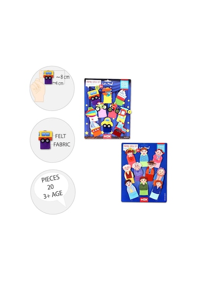 2 Set - 20 Parça Tox Taşıtlar Ve Aile Bireyleri Parmak Kukla T752