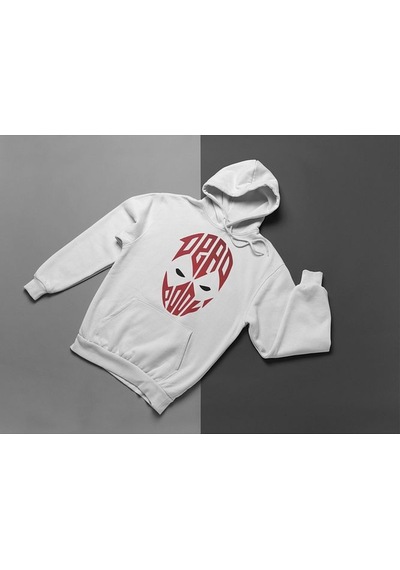 Sevbano Tasarım Deadpool Maske Baskılı Unisex Oversize Hoodie Beyaz