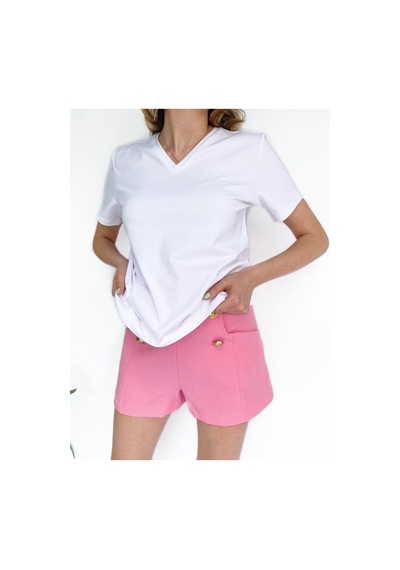 Kadın V Yaka Basic Tshirt Beyaz