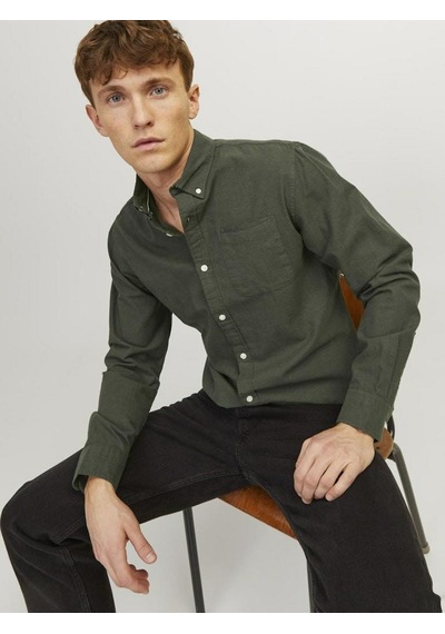 Jack & Jones Klasik Oxford Gömlek 12182486 Forest Night Koyu Yeşil