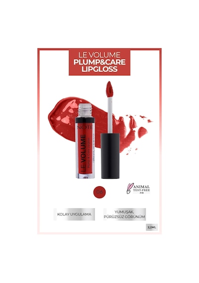 Note Cosmetique Le Volume Plump & Care Lipgloss Nemlendirici Dudak Parlatıcısı - 06 Hearthbreaker - Kırmızı