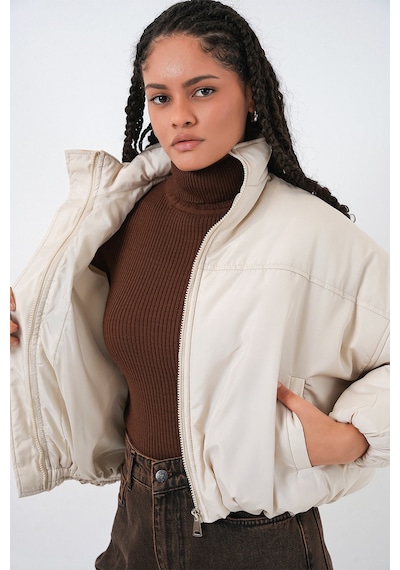 Bigdart Kadın Oversize Bomber Şişme Mont 5124 - Ekru