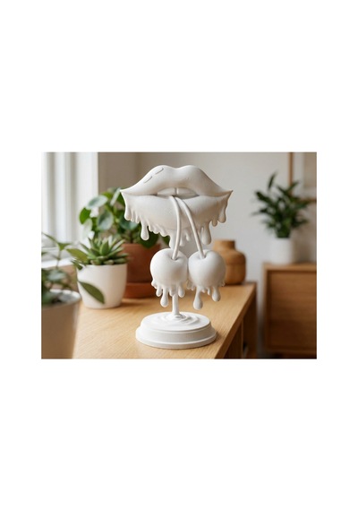 Şımarık Kiraz Dudaklar - Eğlenceli Modern Sanat Figürü 15cm