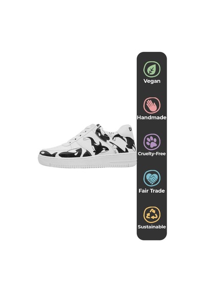 Kadın Vegan Deri Beyaz Sneakers - Flowing Orca Tasarım Çok Renkli