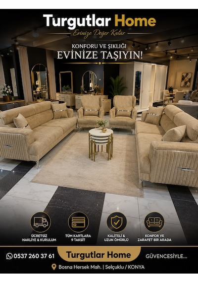 Hisar Koltuk Takımı Füme - Krem