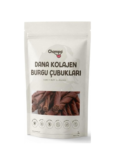 Ayrex Chompo Dana Kolajen Burgu Çubukları 100% Doğal Katkısız Köpek Ödül Maması 100 Gr