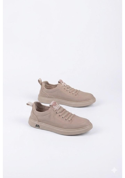 Guja 26y510-2 Rahat Kauçuk Taban Tekstil Lastik Bağcıklı Sneaker Erkek Ayakkabı Bej