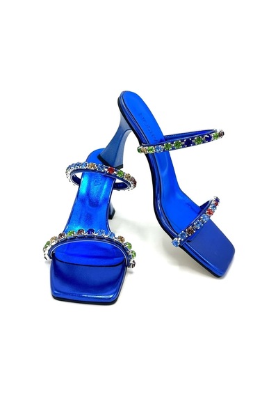 Nostra Shoes Saks Mavi Stone Kadın Taşlı Topuklu Ayakkabı-terlik Saks