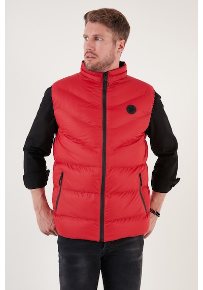 Buratti Slim Fit Suya Ve Rüzgara Dayanıklı Dik Yaka Şişme Erkek Yelek 649008 Kırmızı
