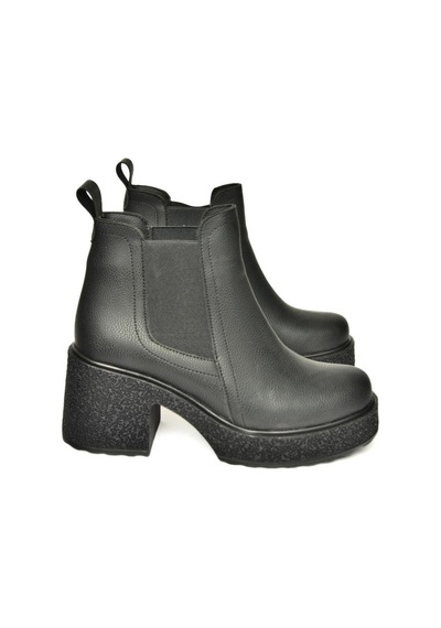Fox Shoes T996220009 Siyah Kalın Topuklu Kadın Bot Siyah-Suni Deri