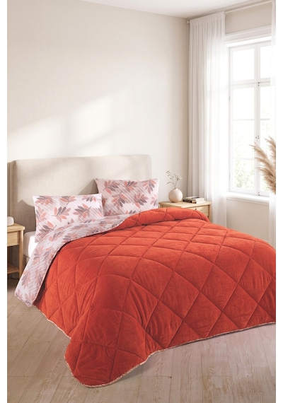Battal Wellsoft Yorgan Çift Taraflı Yastık Kılıflı 215x235 Cm Turuncu