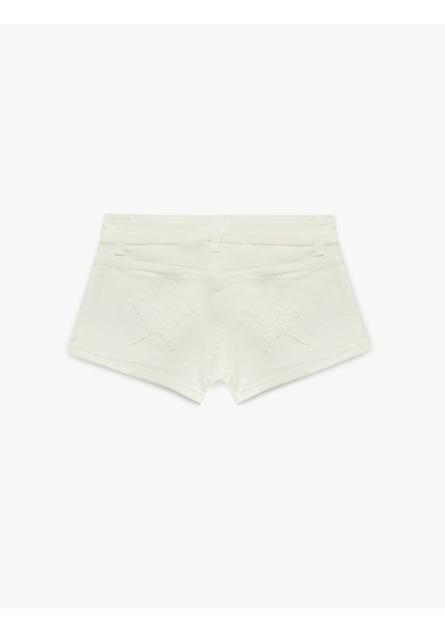 Koton Pamuklu Cepli Düğmeli Düşük Bel Brodeli Slim Fit Mini Şort Kırık Beyaz 6sal40181mw Ekru Koton Pamuklu Cepli Düğmeli Düşük Bel Brodeli Slim Fit Mini Şort Kırık Beyaz 6sal40181mw Ekru