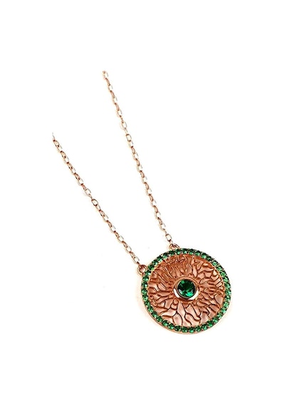 Yeşil Zirkon Taşlı Gümüş Rose Kolye (481642804)